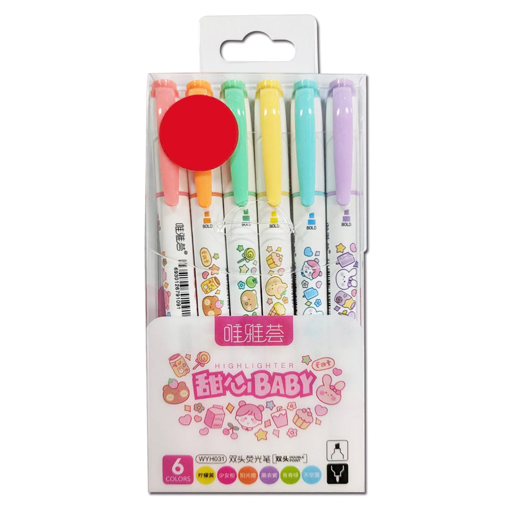 螢光筆 6入 雙頭 6入