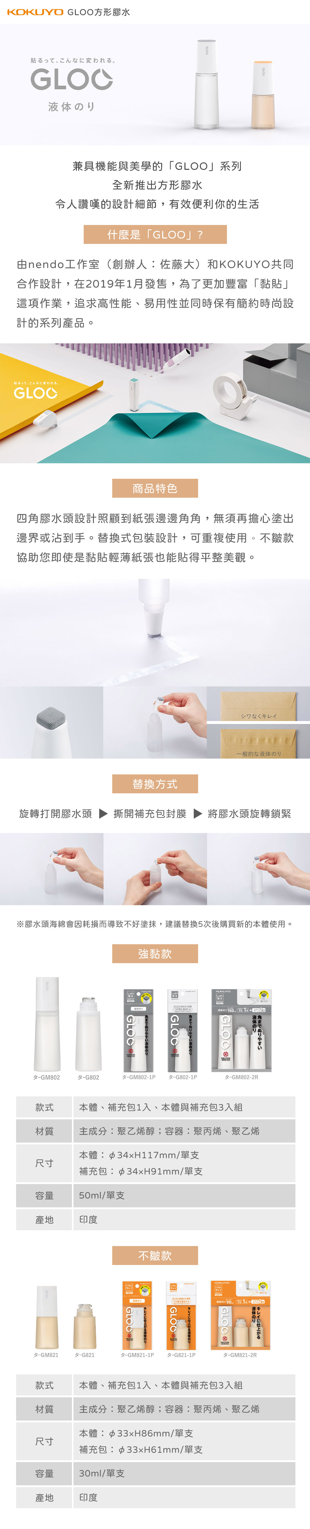 方形 kokuyo 膠水 黏貼 黏貼 重複使用