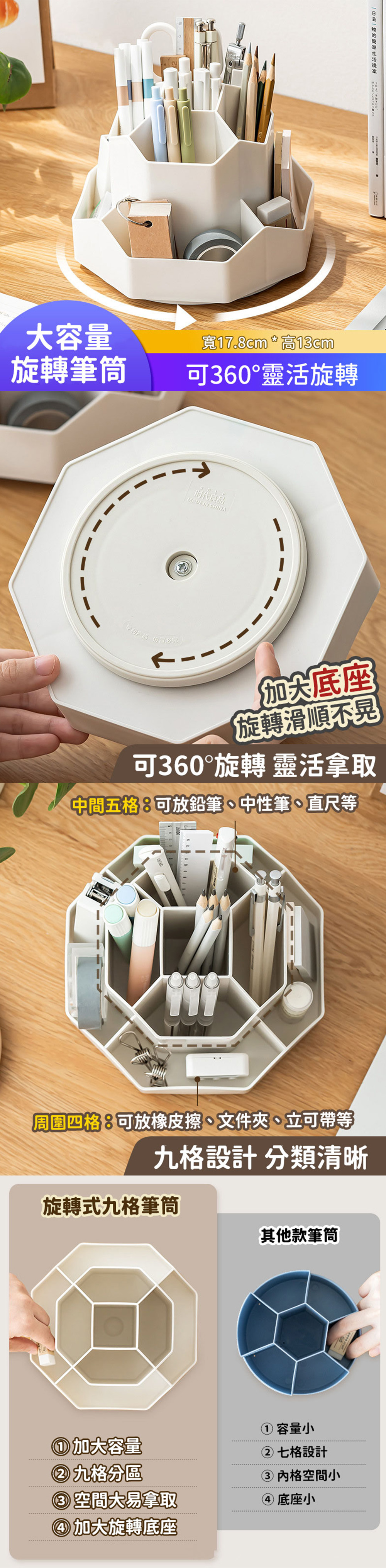 大容量 收納 筆筒 收納 旋轉 收納