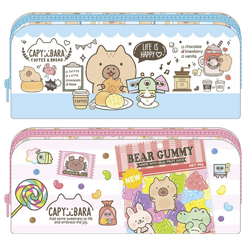 筆袋 藍色 筆袋 粉紅色 粉紅色 水豚