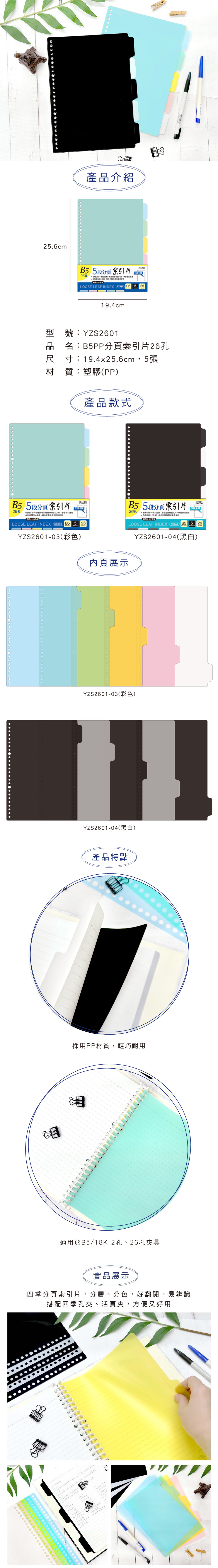 B5 26孔 臺灣 PP 26孔 塑膠