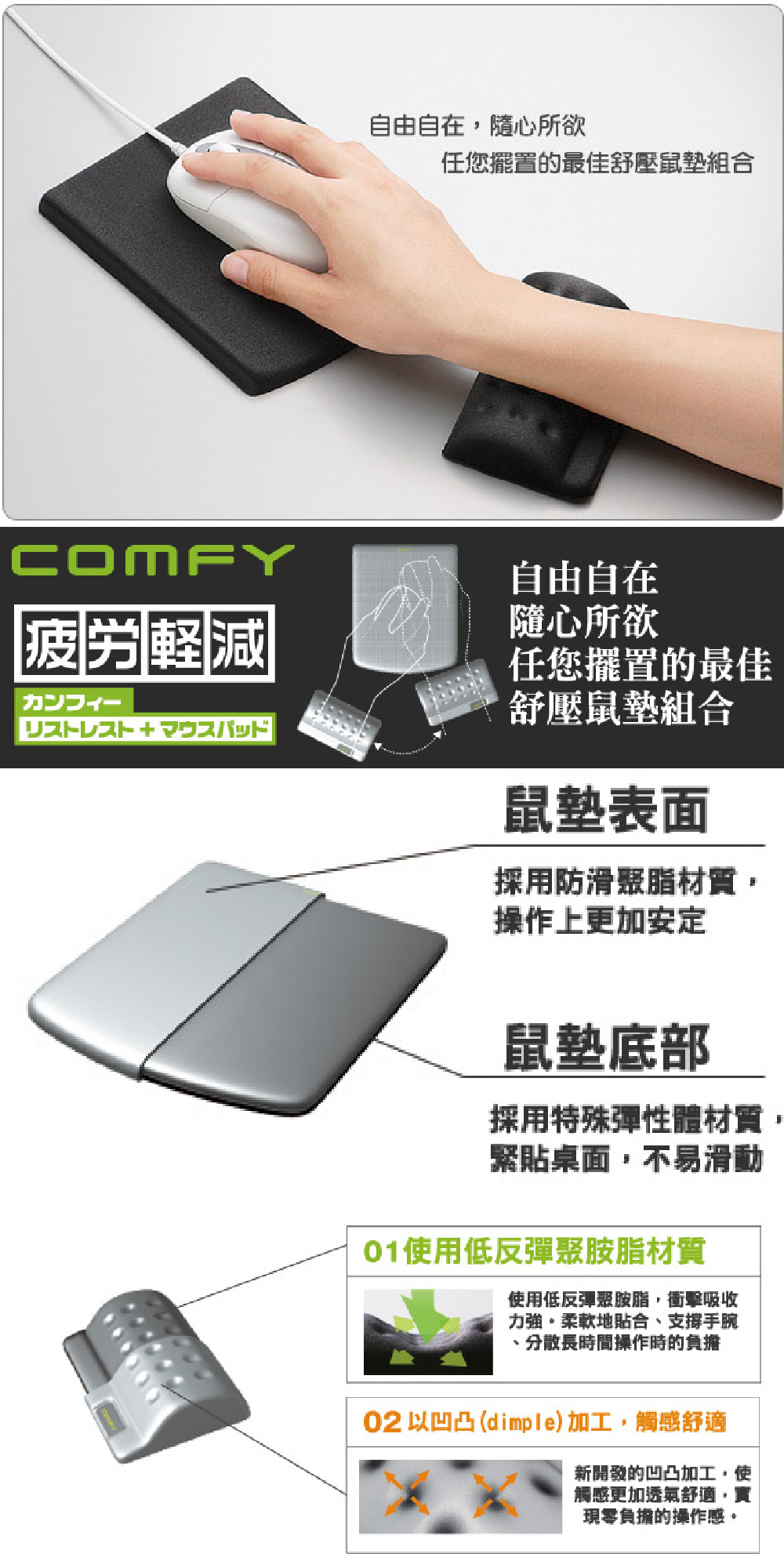 滑鼠墊 黑色 透氣 黑色 舒壓 滑鼠墊