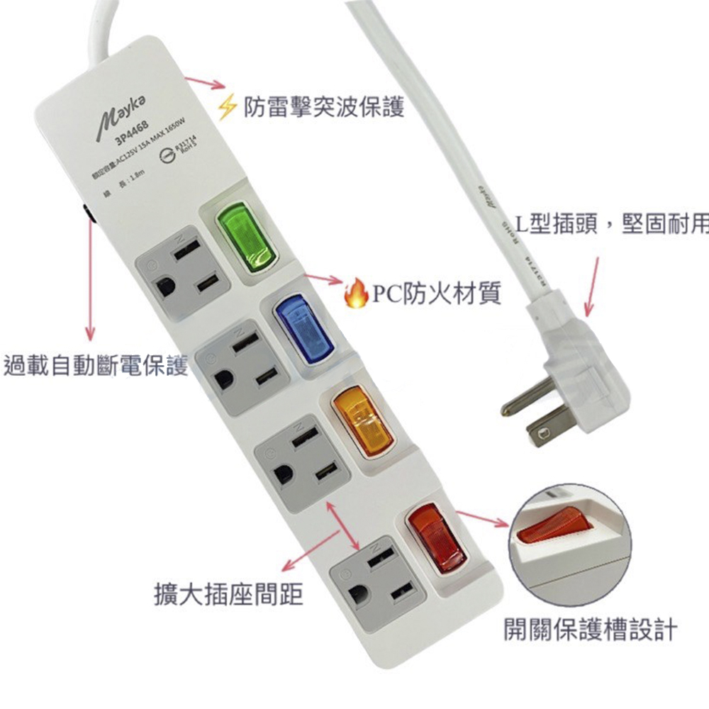 三孔 延長線 延長線 6呎 延長線 1.8M