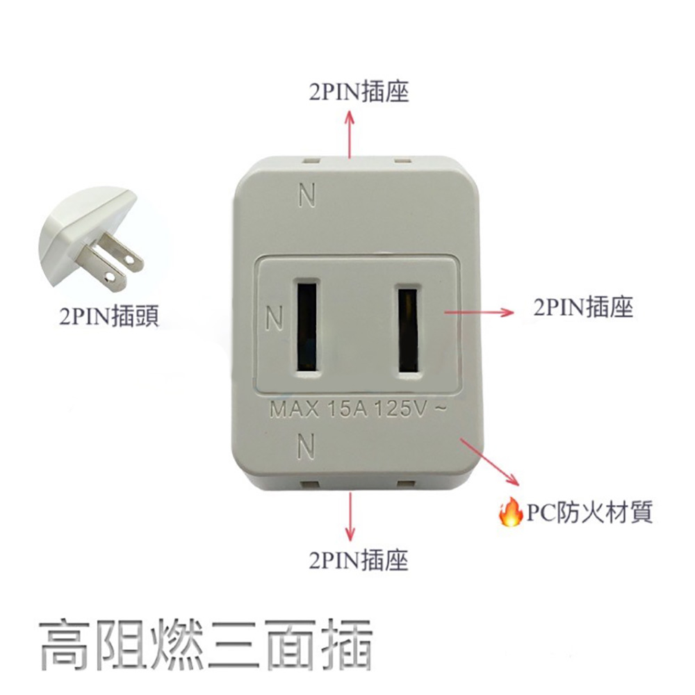 轉接器 明家 插座 明家 D型 三面插