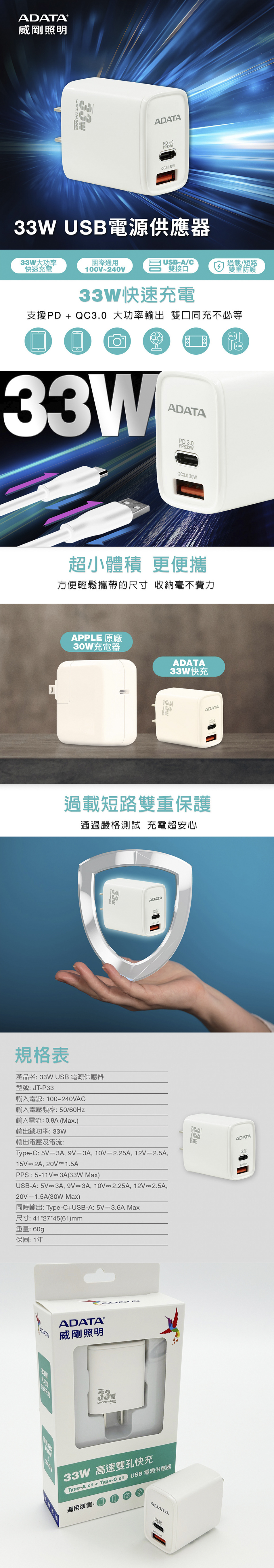 雙孔 充電器 快速充電 充電器 USB-A type c