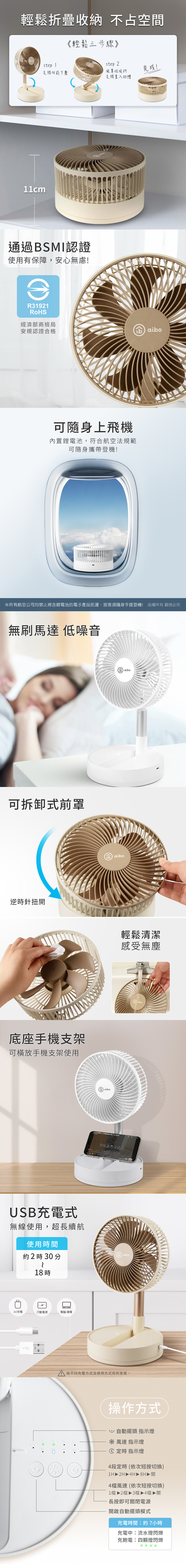 白色 風扇 aibo 風扇 USB 風扇