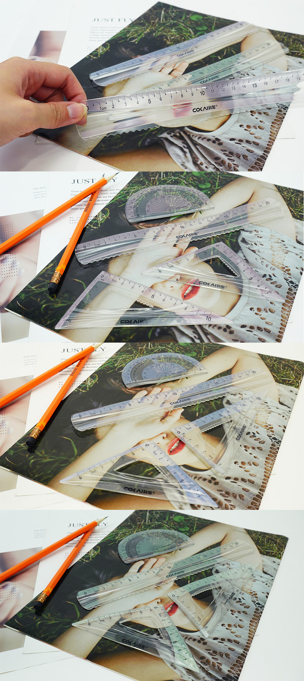 直尺 波浪 直尺 20cm 塑膠 直尺