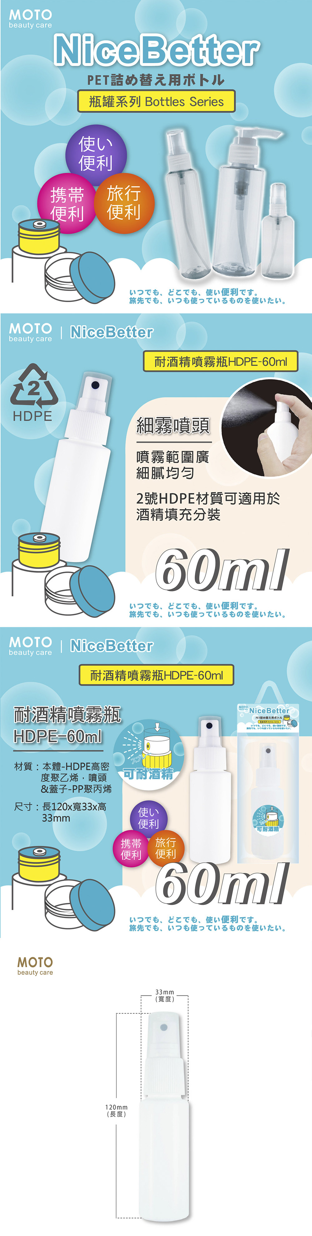 噴霧瓶 MOTO 噴霧瓶 耐酒精 耐酒精 MOTO