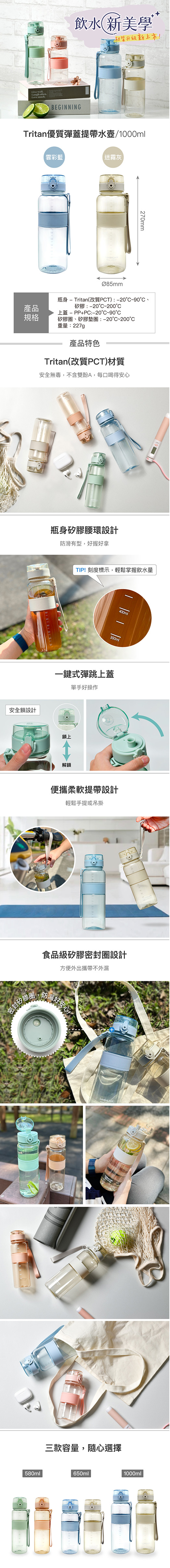 提帶 樂扣 攜帶 藍色 水壺 樂扣