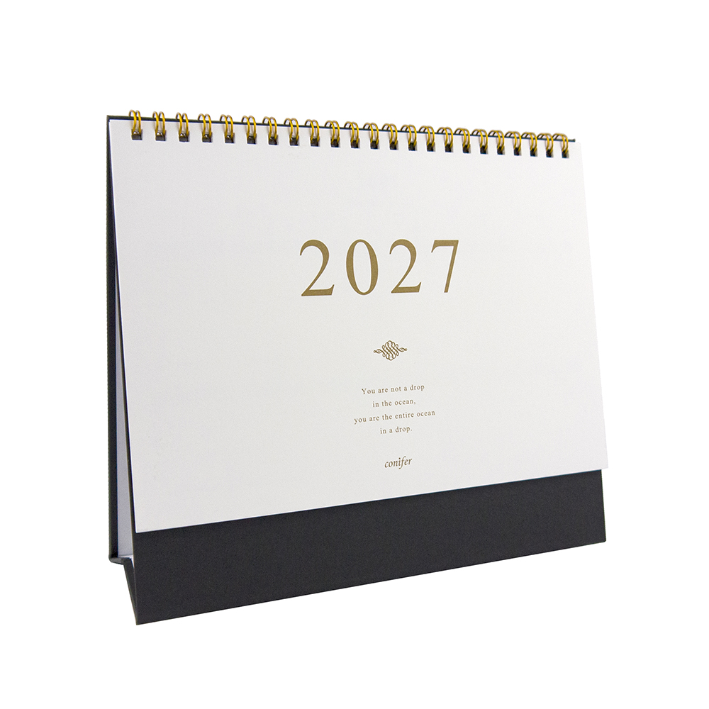 2027年25K簡約典雅橫式桌曆-雅黑金