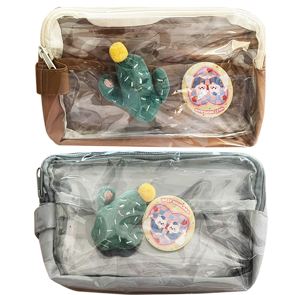超透明雙層大容量筆袋 (款式隨機出貨)