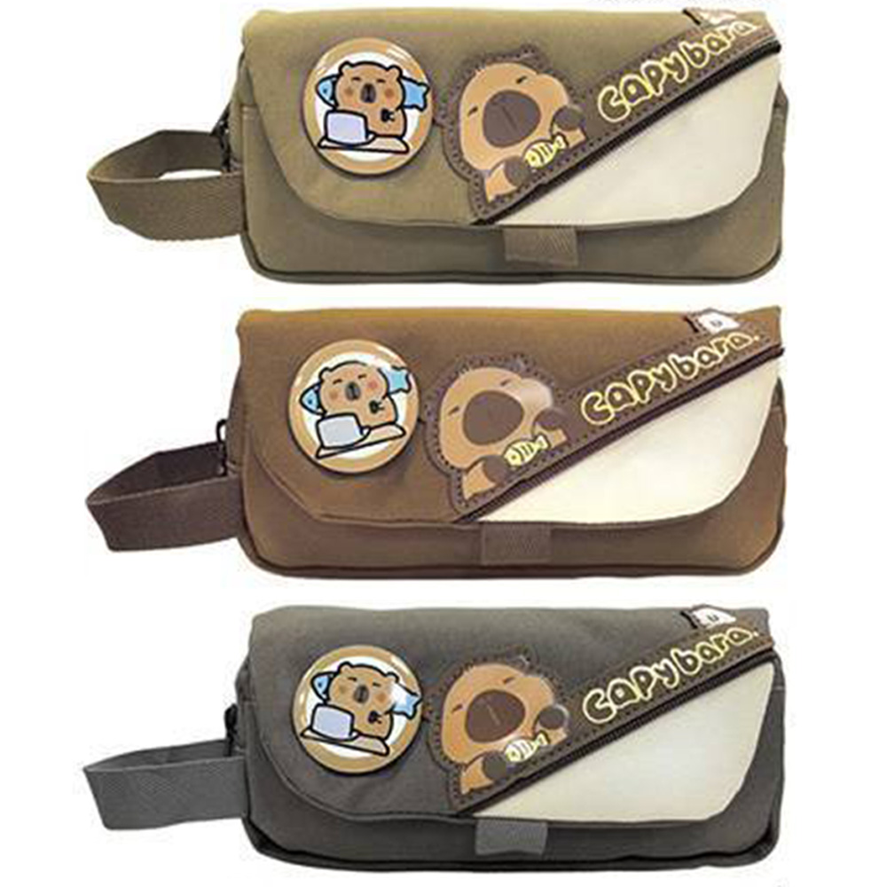 萌萌水豚手提雙拉鍊大筆袋 (款式隨機出貨)