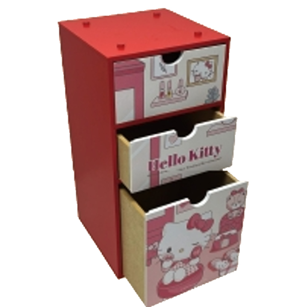 三麗鷗積木直式三抽盒-KITTY