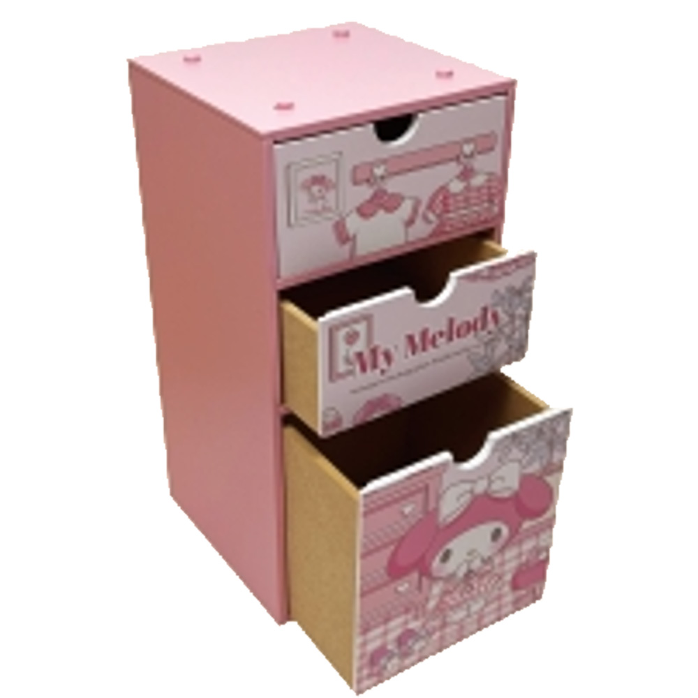 三麗鷗積木直式三抽盒-美樂蒂
