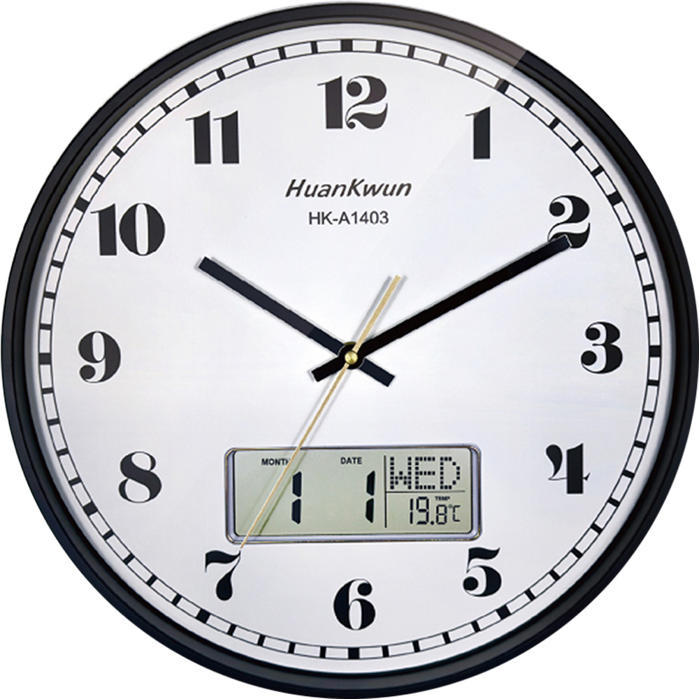HK 14吋靜音石英鐘-液晶