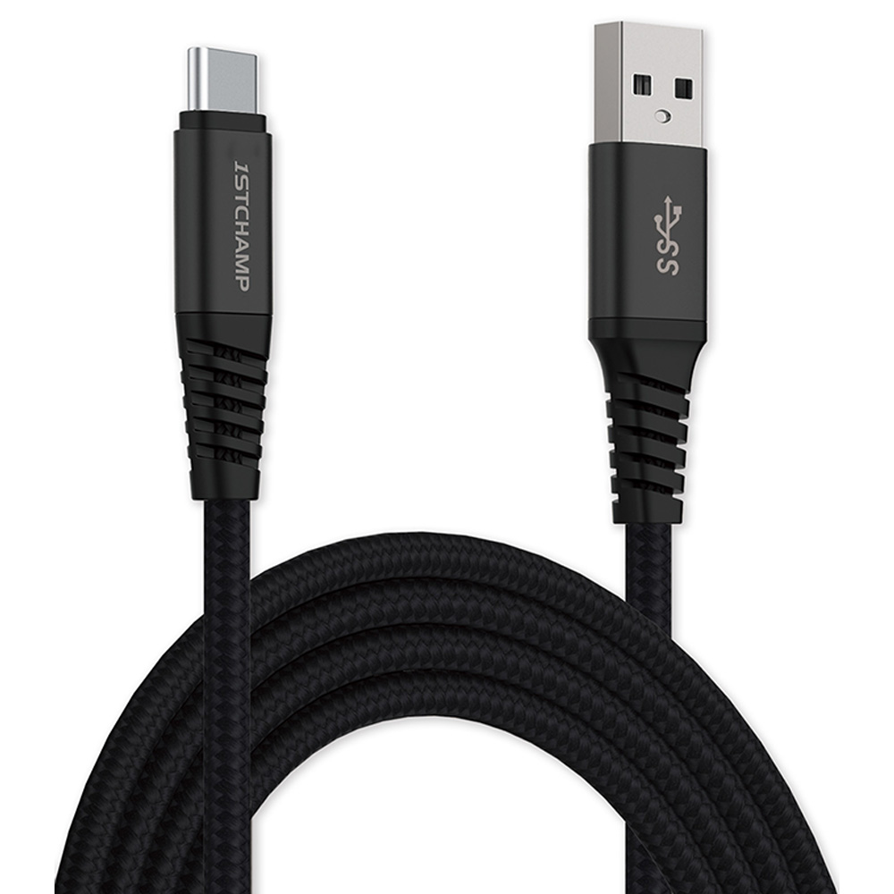 First Champion TYPE-C充電傳輸線130cm(黑)-尼龍編織