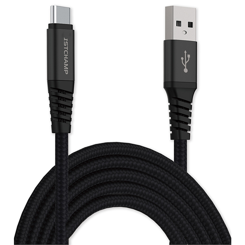 First Champion TYPE-C充電傳輸線200cm(黑)-尼龍編織