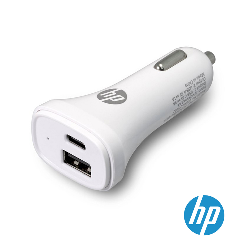 HP惠普HP048GBSLV0TW USB+TypeC多功能車充(白)