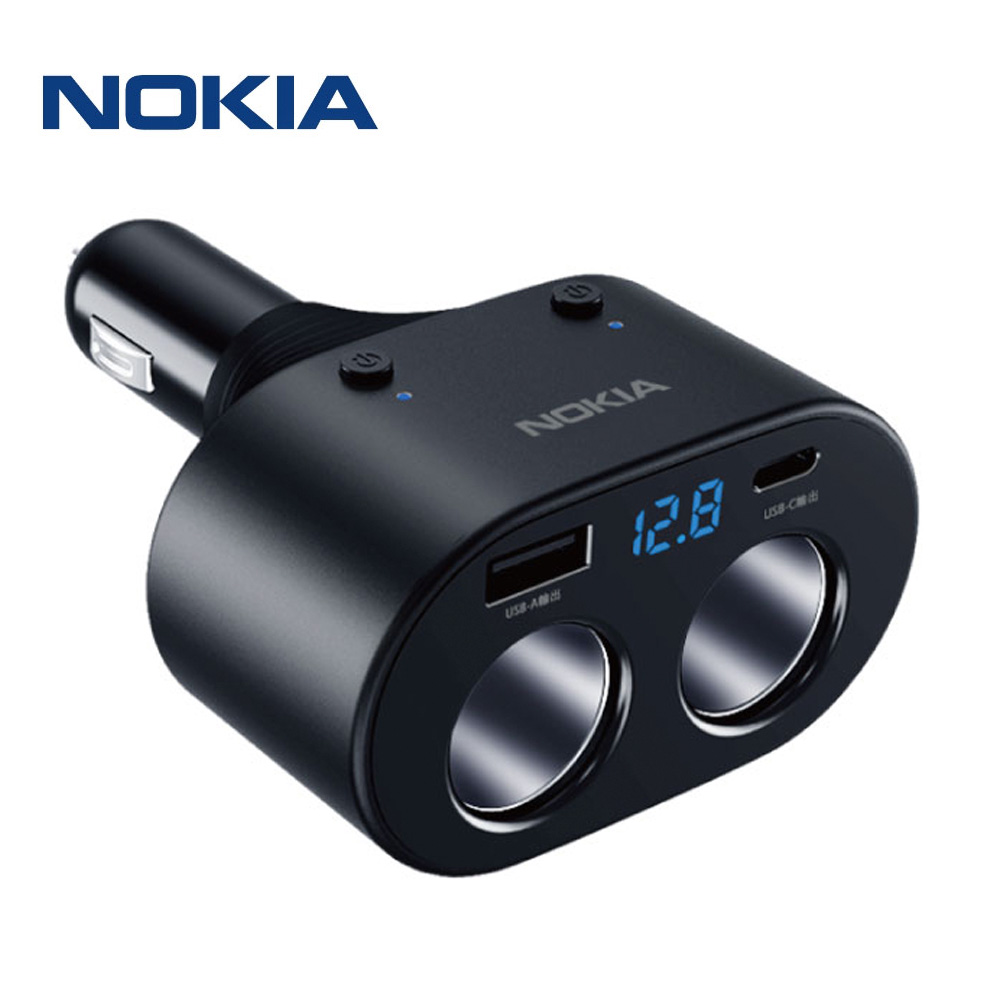 NOKIA 電壓顯示PD+QC一轉二車充 車用充電器