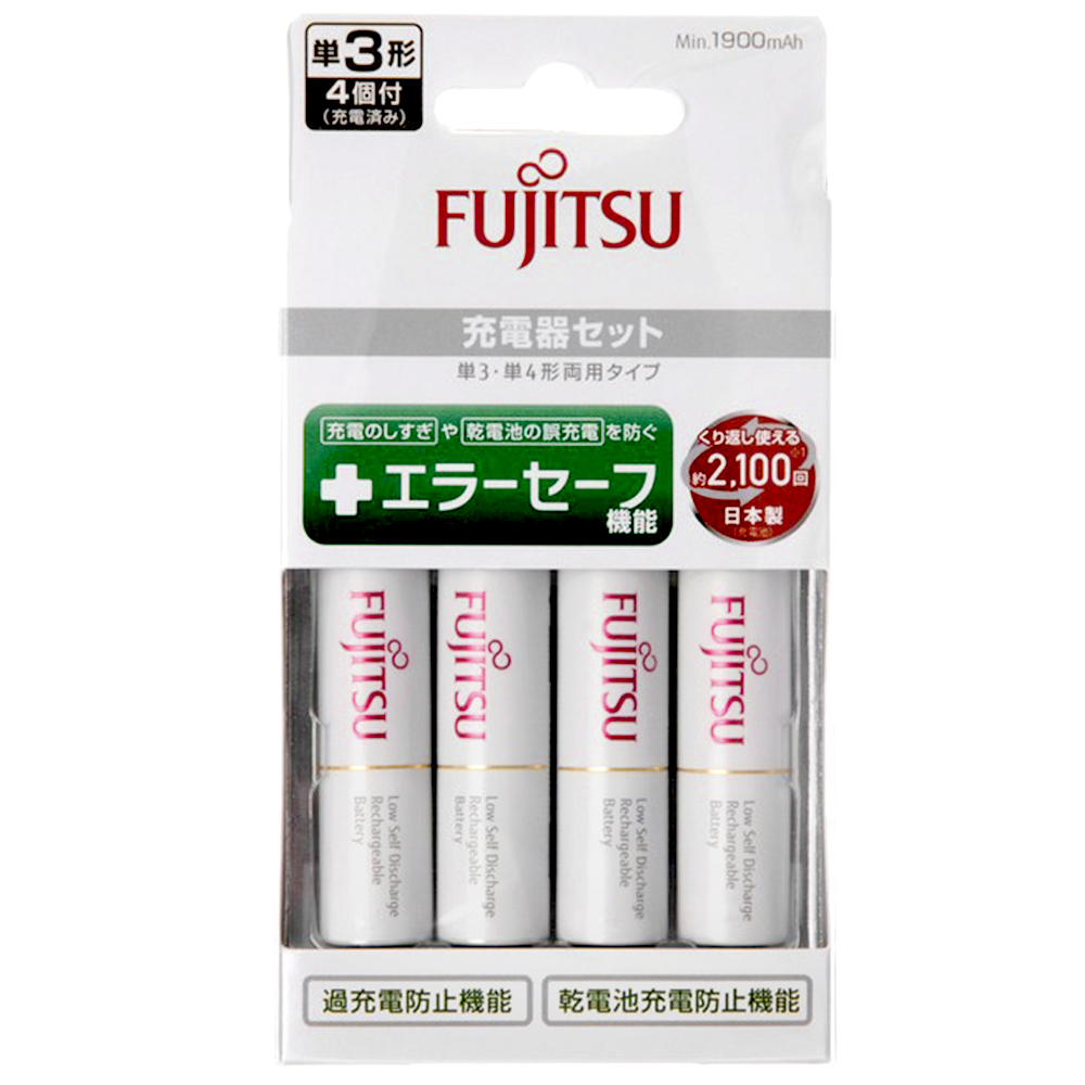 FUJITSU充電器組(附1900mAh3號4入-白色)