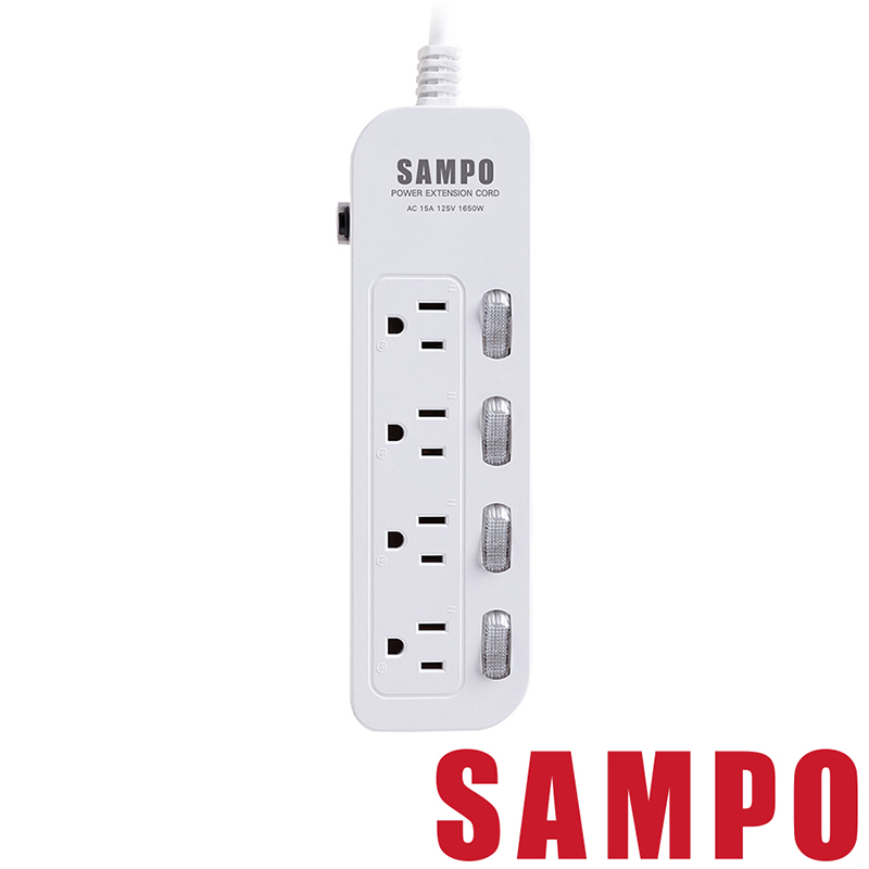 SAMPO四開四插電源延長線(6尺) EL-W44R6