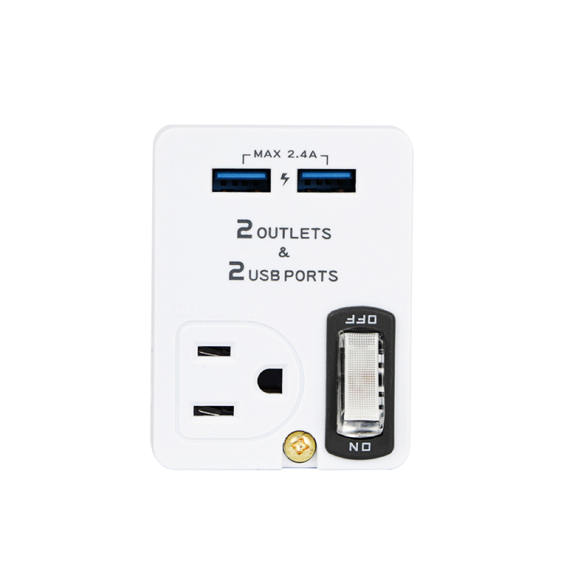 KINYO 雙USB+2插節能分接插座UR-0565