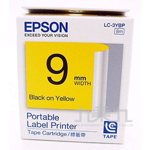 EPSON標籤帶-黃底黑字 9mm LC(LK)-3YBP