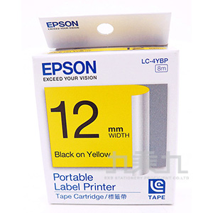 EPSON標籤帶-黃底黑字12mm LC(LK)-4YBP