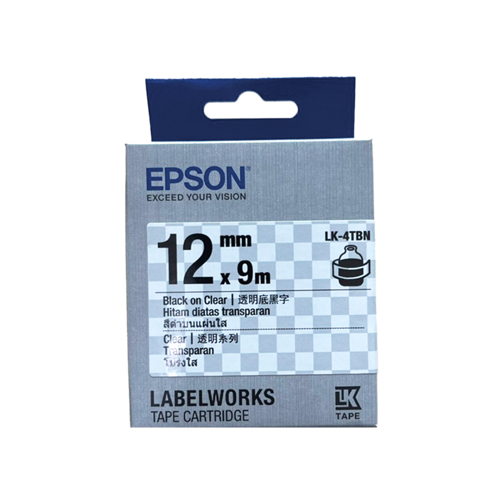 EPSON標籤帶-透明底黑字12mm LC(LK)-4TBN