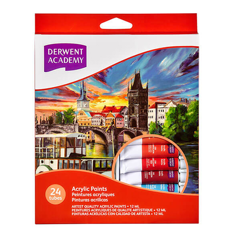 (網路限定販售)德爾文 DERWENT ACADEMY壓克力顏料24色入