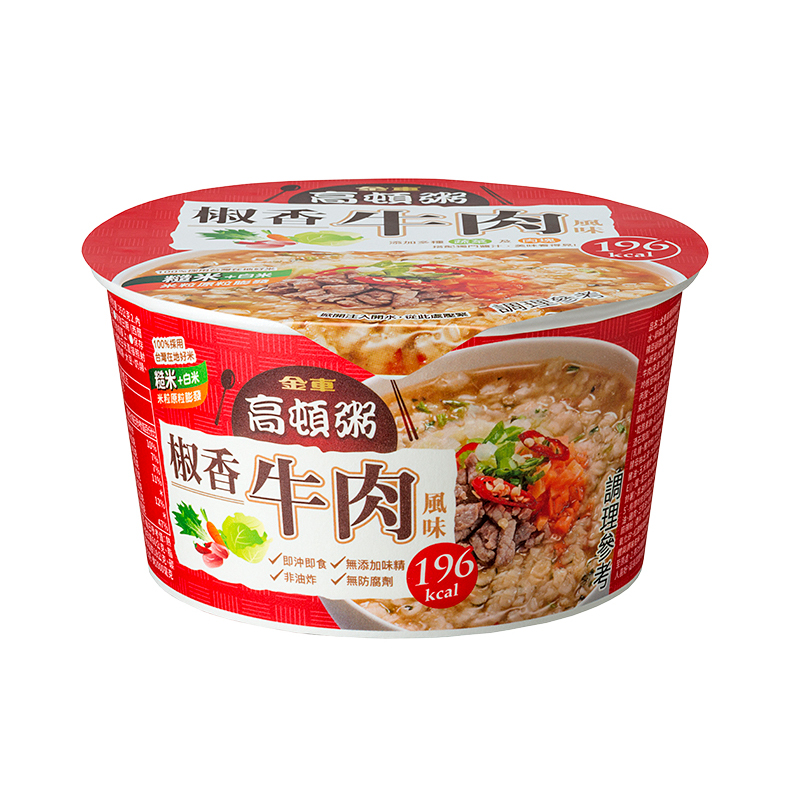 (網路限定販售)金車高頓粥/椒香牛肉風味/51g/碗