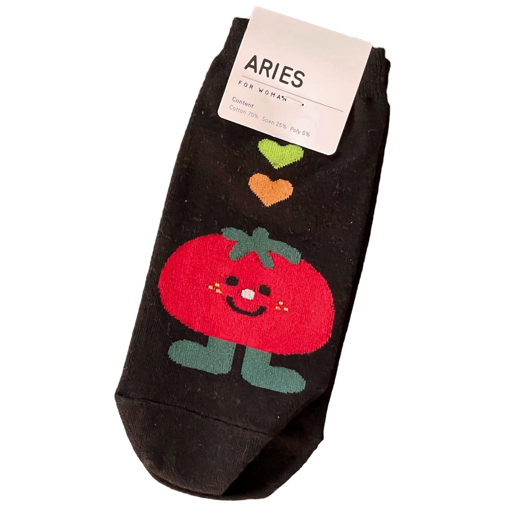 韓國直版襪-早安您好-番茄/漢堡/牛奶 22-26cm