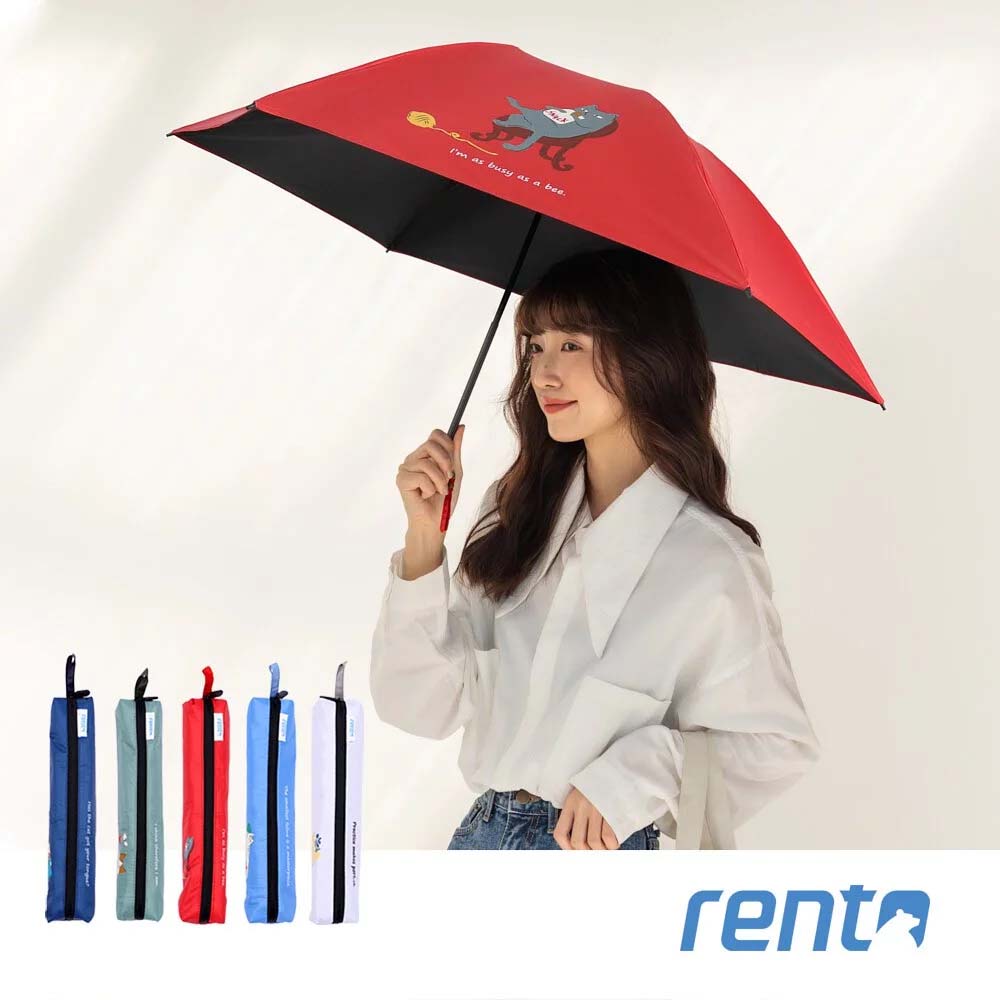 (網路限定販售)日系rento-日式超輕黑膠蝴蝶傘-貓咪日常(吃餅乾篇)