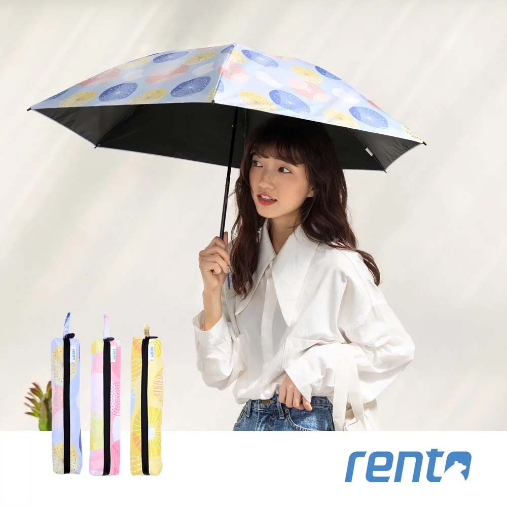 日系rento-日式超輕黑膠蝴蝶傘-夏日煙花(藍)