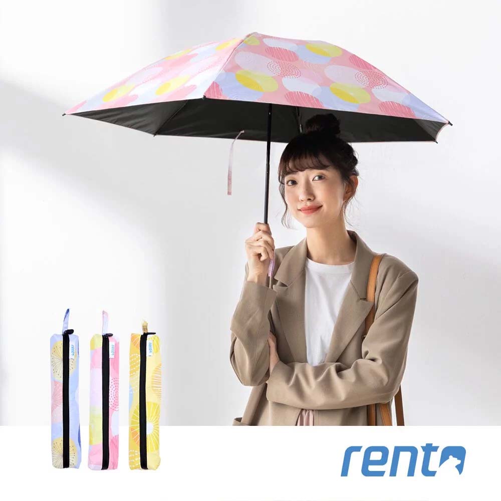 (網路限定販售)日系rento-日式超輕黑膠蝴蝶傘-夏日煙花(粉)