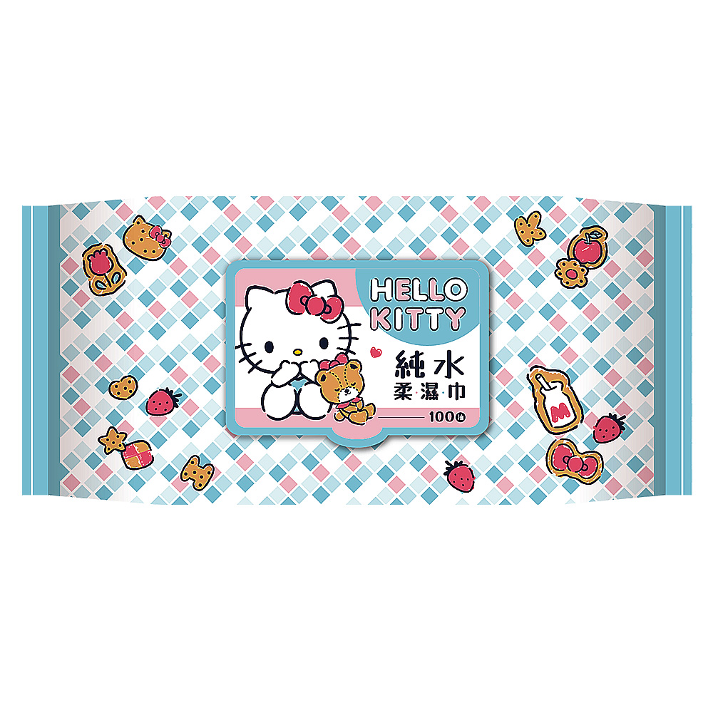 Hello Kitty 超純水柔濕巾100抽 加蓋-單包