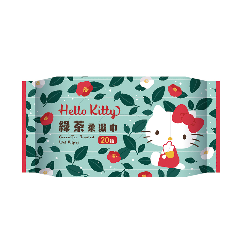 Hello Kitty綠茶香氛柔濕巾20抽-單包