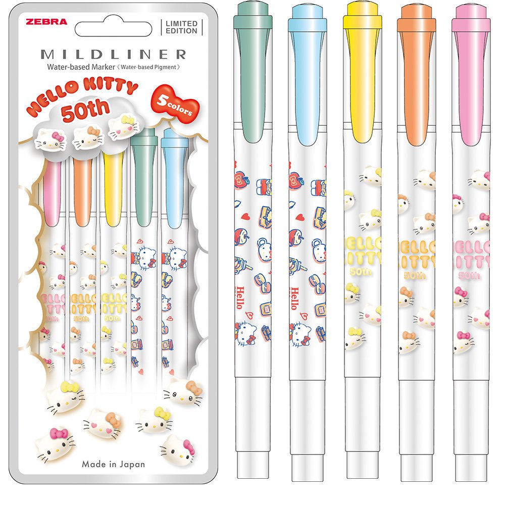 MILDLINER 雙頭柔性螢光筆(HELLO KITTY 50週年)-單支/5色組
