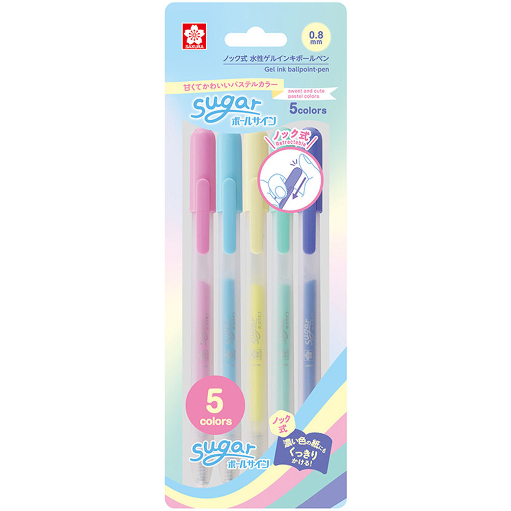 SAKURA按壓式中性筆-柔和粉彩5色組