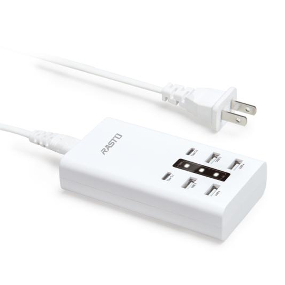 RASTO RB50 【台灣製造】30W智慧分流六孔充電器