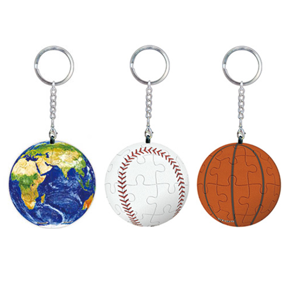 璀璨之星(地球/棒球/籃球)立體球型拼圖鑰匙圈24片