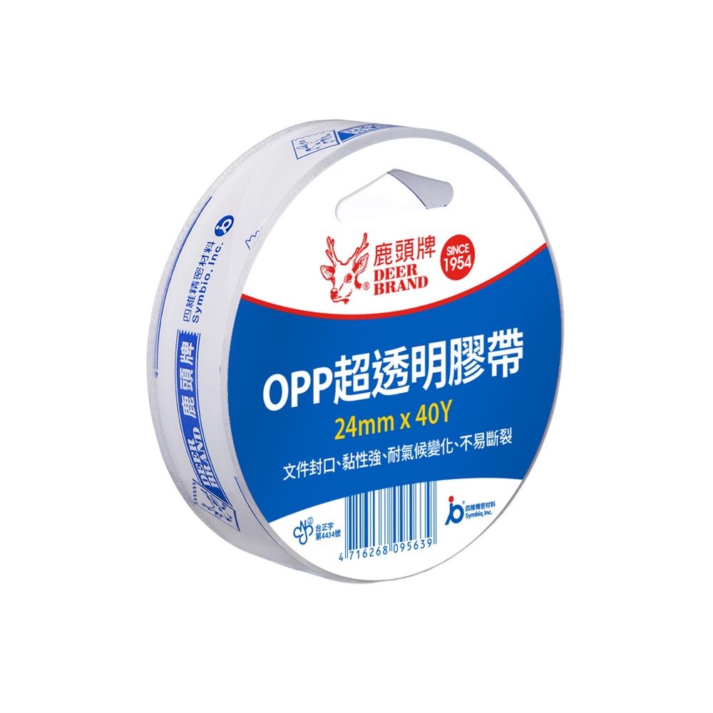 四維鹿頭牌  OPP單捲包膠帶 24mm*36.4M