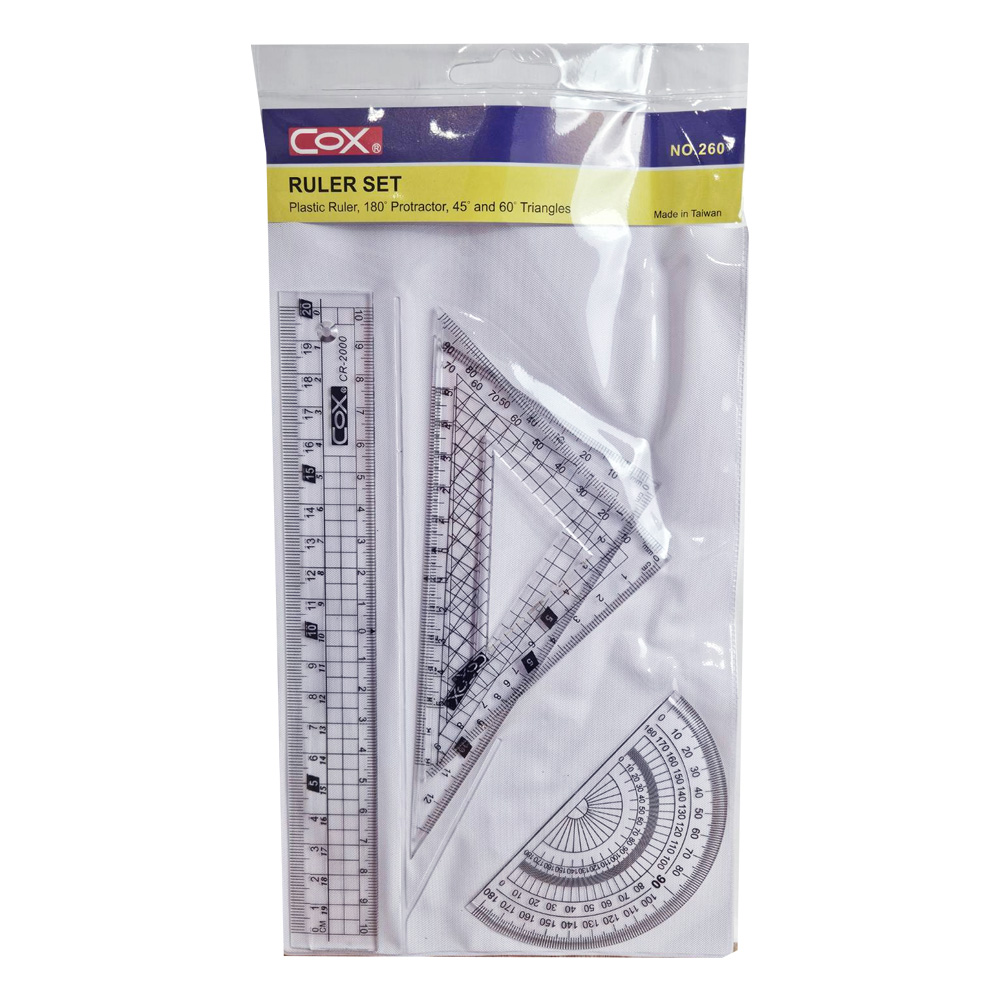 三燕 20公分 透明尺組/量角器 NO.460