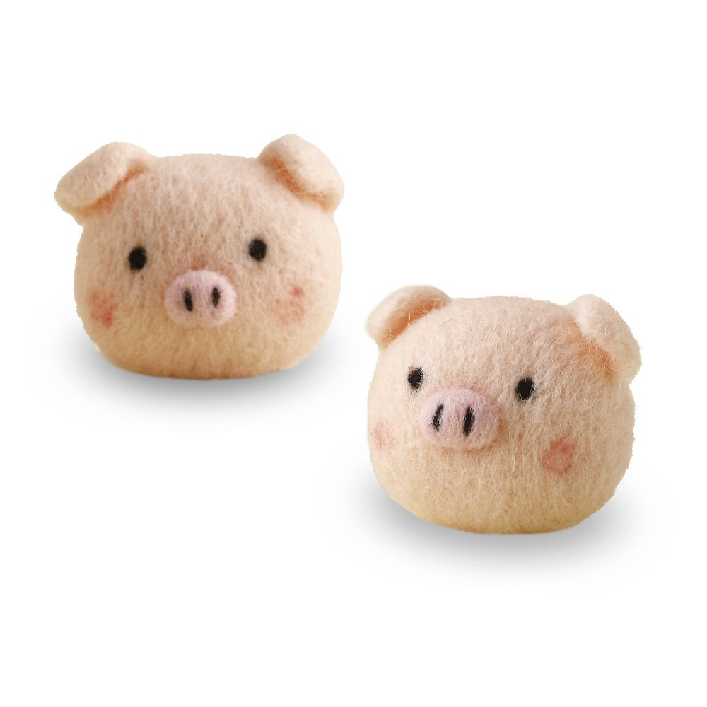 動物派對羊毛氈材料包套組:NO.1粉紅珍豬
