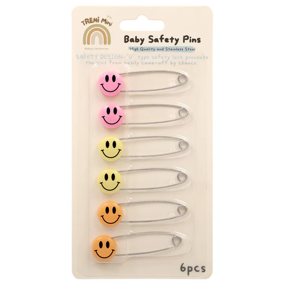 TRENI MINI-安全別針笑臉-6入