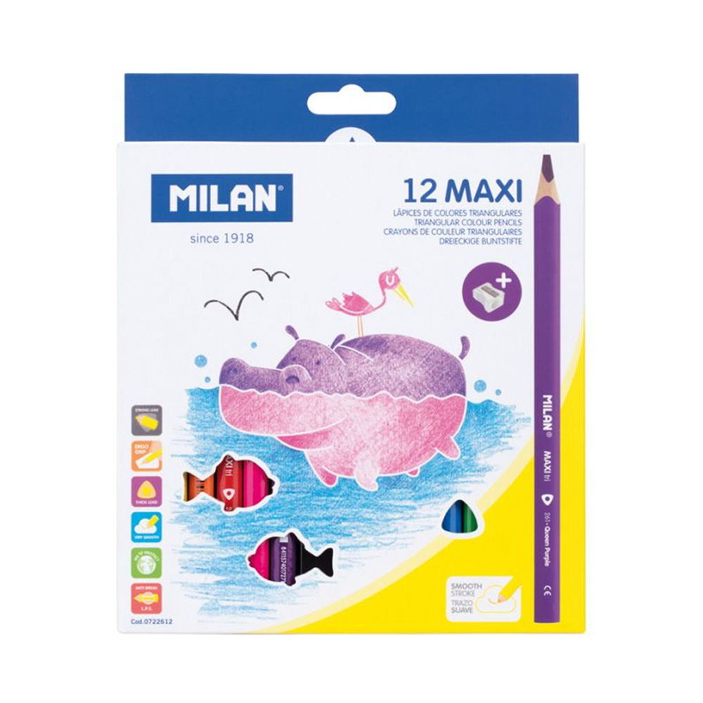 MILAN 學齡前的第一盒12色色鉛筆(附削筆器)