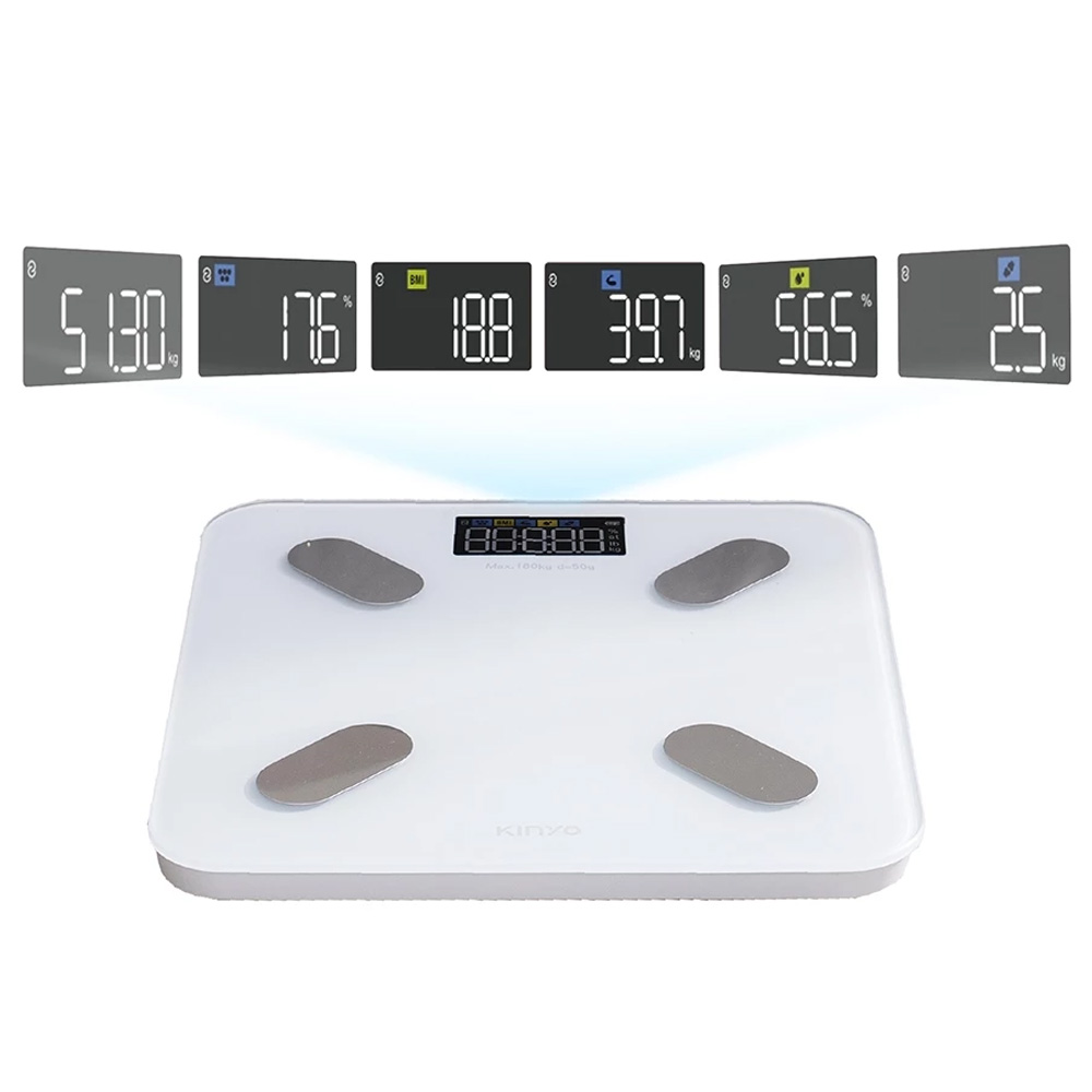 KINYO LCD彩色螢幕家用體脂計-白