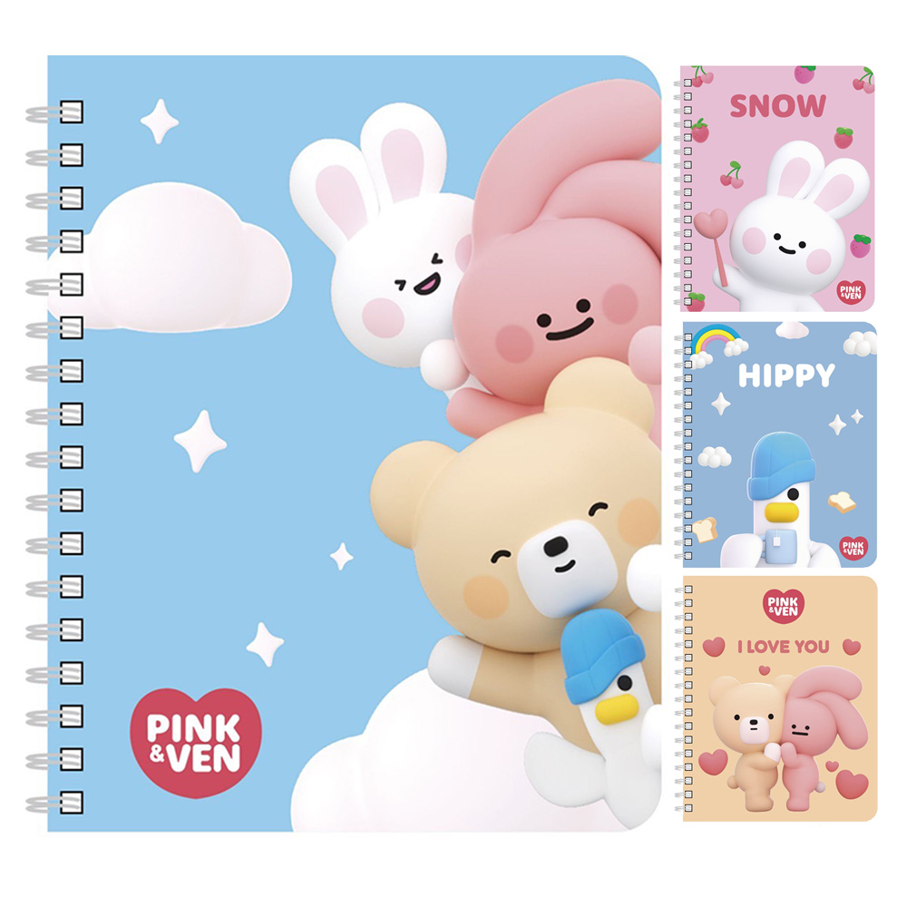 PINK&VEN 銀箔50K線圈筆記本(款式隨機出貨)