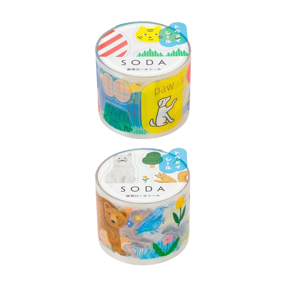 (KIM JIM) SODA 透明PET卷狀膠帶30MM 多張貼紙款
