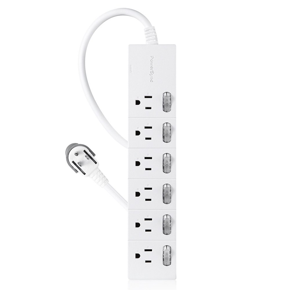 PowerSync七開六插防雷擊延長線1.8M TS76T918